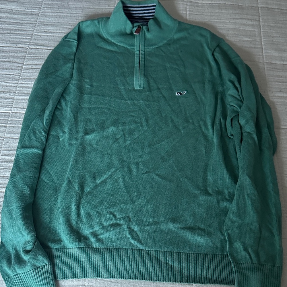 Vineyard Vines Men's Teal Zip-Up Sweater